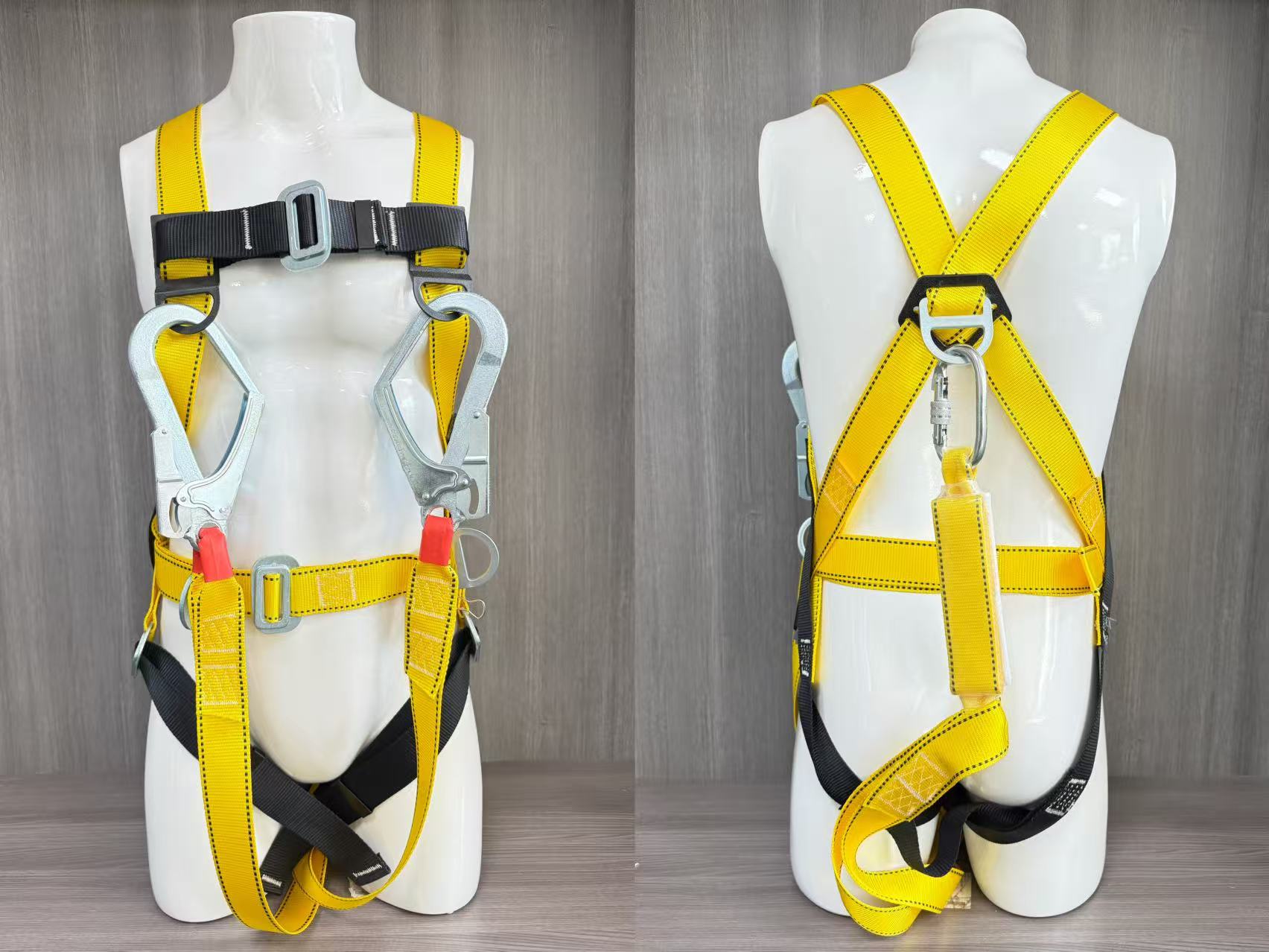 黄色款缓冲双大钩安全带